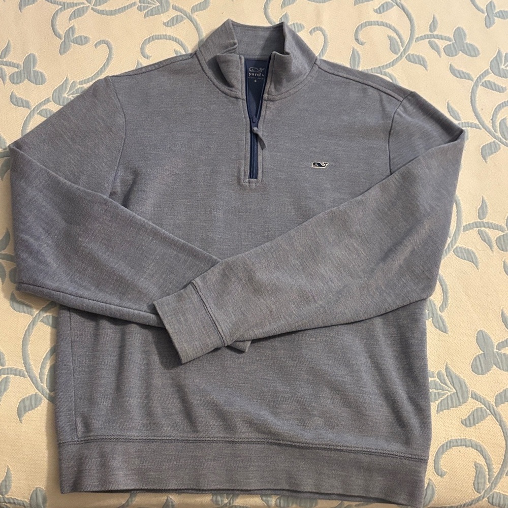 Vineyard Vines Men's Heather Blue Sankaty Half Zip Small